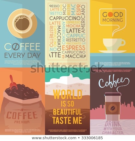 Coffee related posters with a light slightly greenish desaturated blue not in kopi